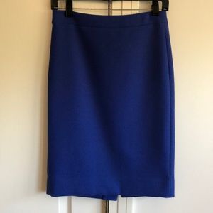 J Crew Royal Blue Pencil Skirt 100% wool Size 00